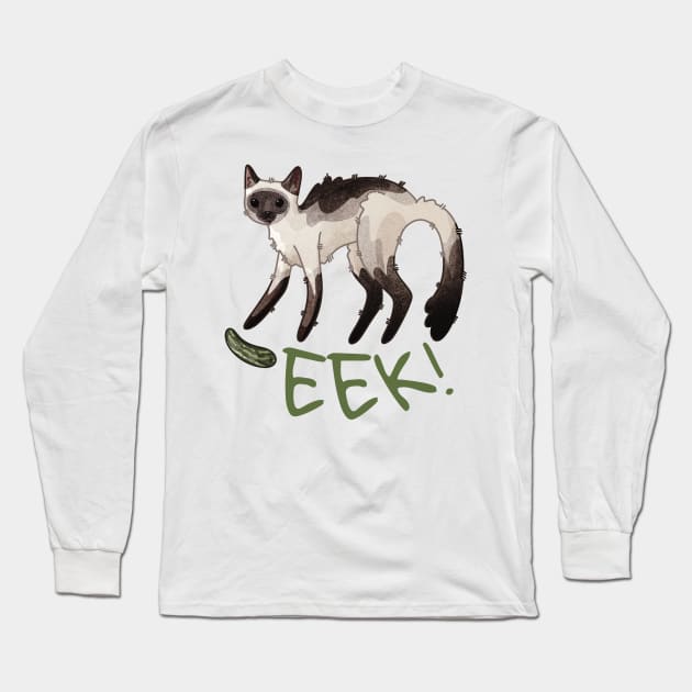 Eek! - Cat versus cucumber Long Sleeve T-Shirt by Feline Emporium